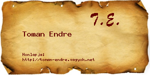 Toman Endre névjegykártya